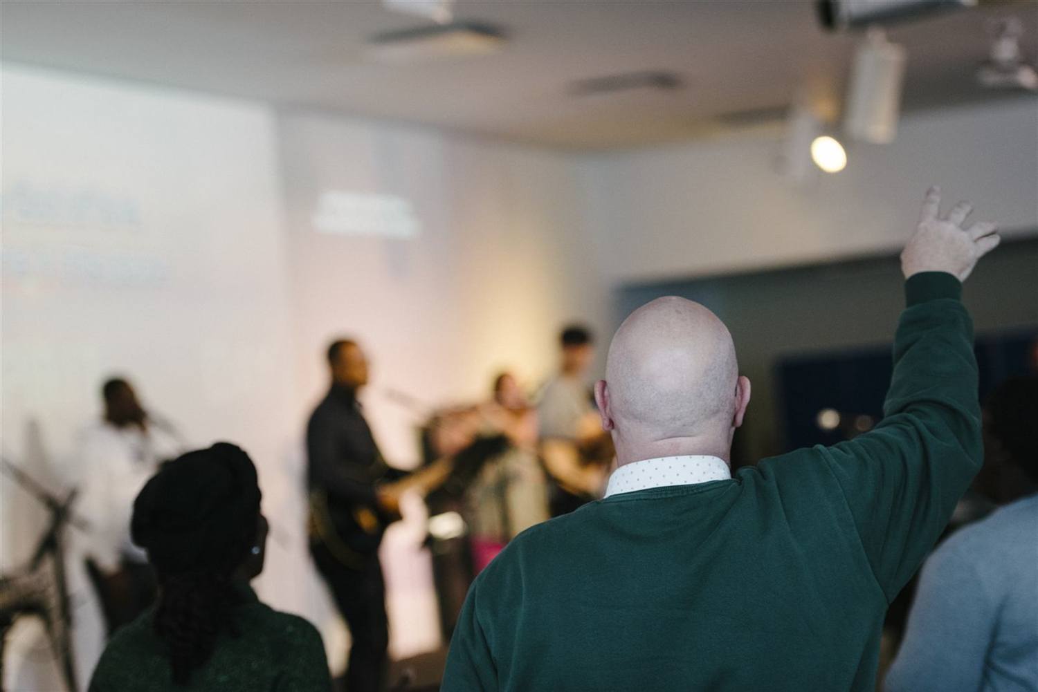 Church family worshiping together